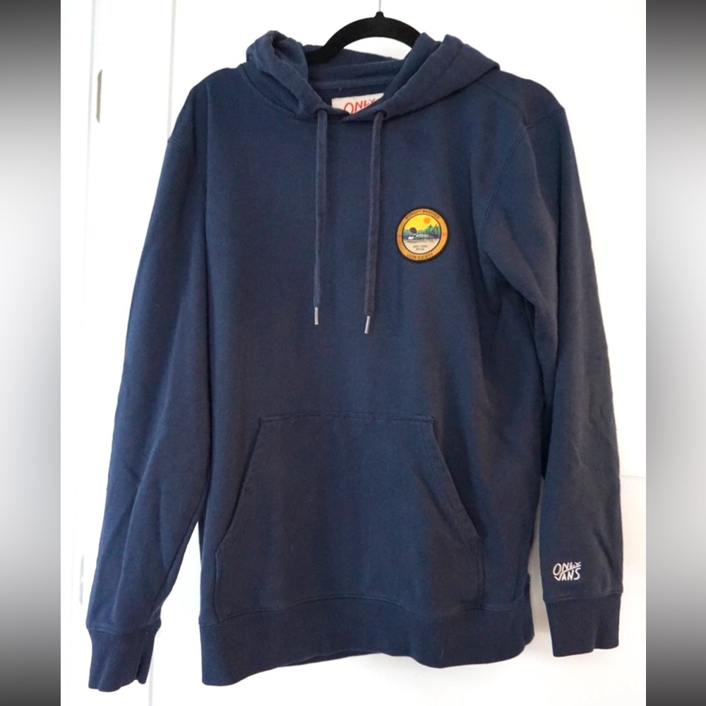 OnlyNY x Vans Patch Logo Hoodie Sweatshirt Mens Navy Blue Small